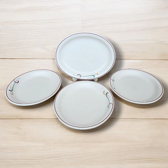 Vintage Homer Laughlin China Oval Restaurant Ware Platter Red/ Maroon Rim Set 4 - Picture 1 of 8